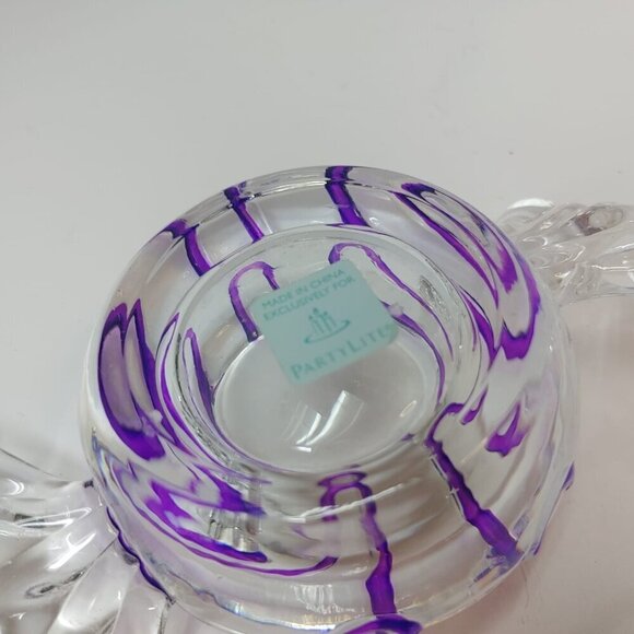 Candle Holders Set of 3 PartyLite Jollyville Glass Swirl Wrapped Candy Tea Light - Picture 6 of 7
